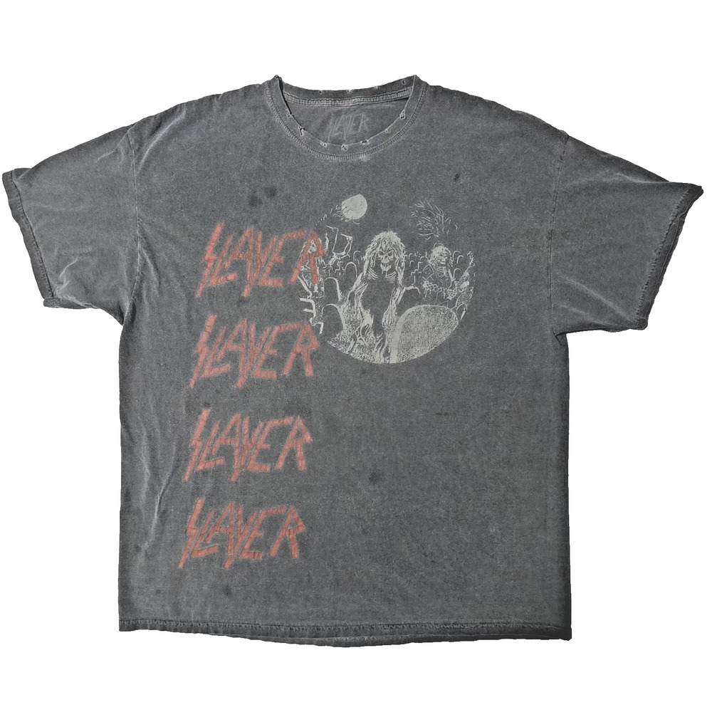 Vintage 90s SLAYER Live Undead Men's Shirt - Grey Wash Distressed - Size SM